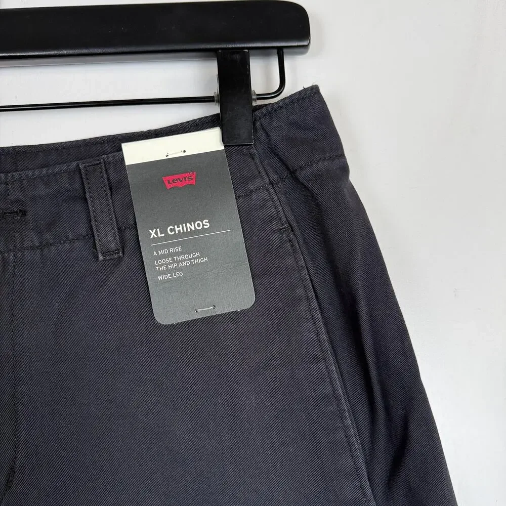 New Levi's Premium XL Chinos Wide Leg Baggy Pants Black - 26x31 26W 31L